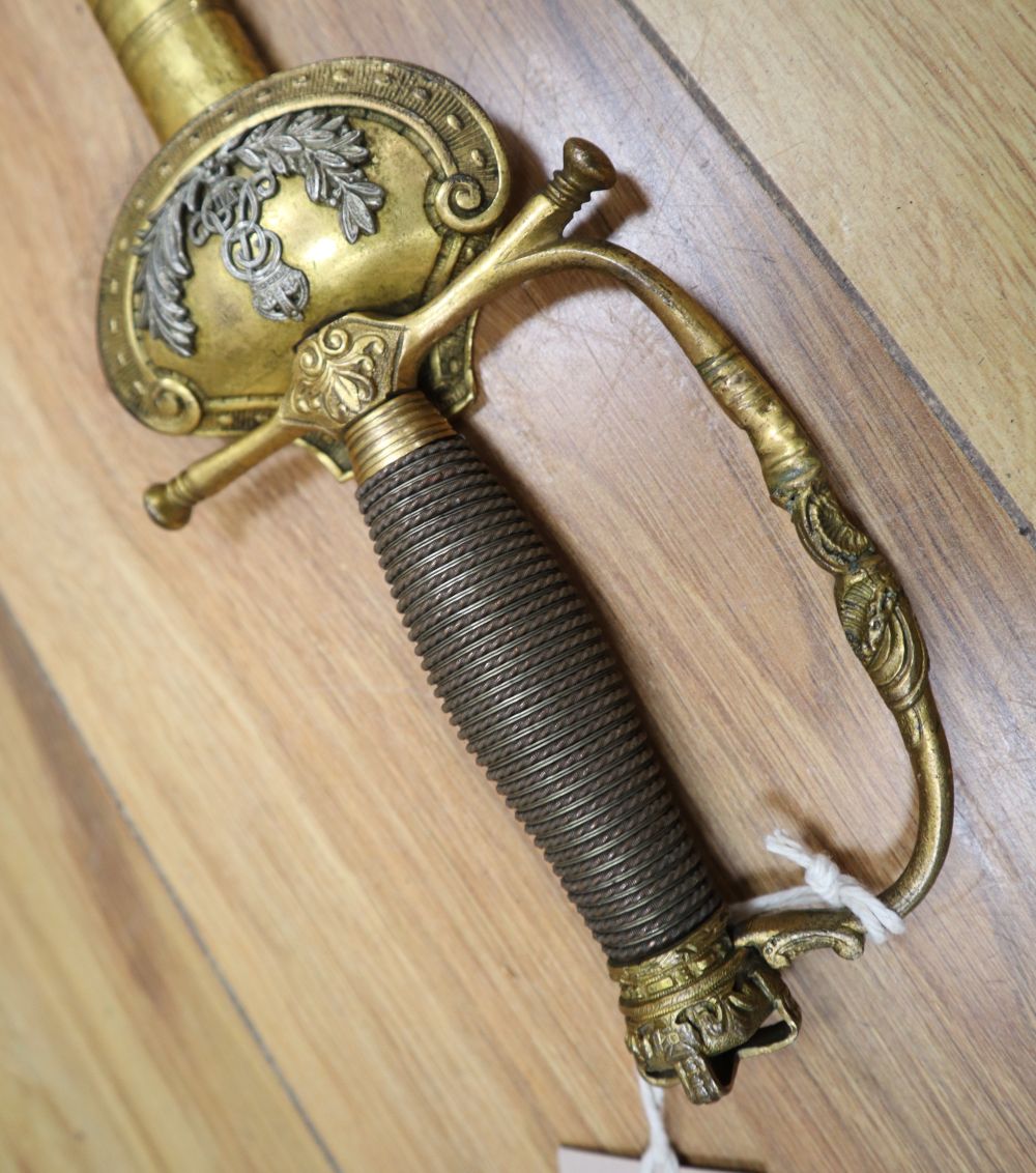 A Naval officers dress sword, length 84cm